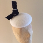 Solar Pillbox Hat in Ivory with Black beading Hostie Hats