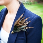 Pheasant and green feather brooch
