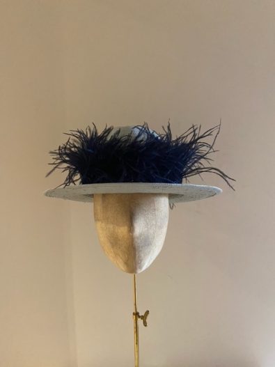 Hat Base: Wall, Band: Wall, Feathers: Blue