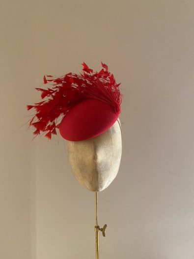 Hat Base: Red Felt, Feathers: Ketchup