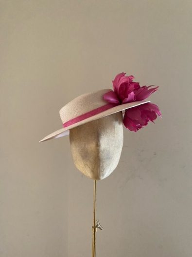 Hat Base: Soft Pink, Band & Feather Flower: Pink Pink