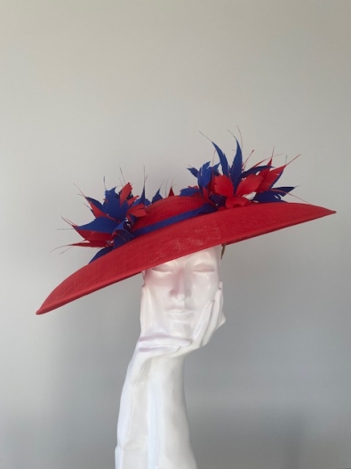 Hat Base: Shock Red, Feathers Shock Red & Shock Blue