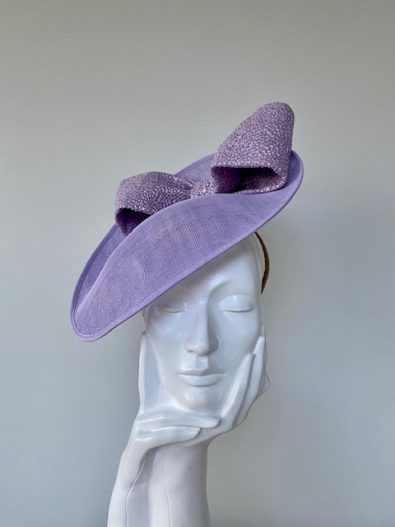 Hat Base: White Lilac, Bow: Fabric