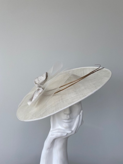 Hat Base: Ivory, Bow: Ivory & Fabric, Quills: Gold