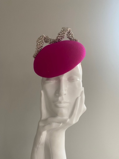 Hat Base: Hot Pink Felt, Crystal Trim