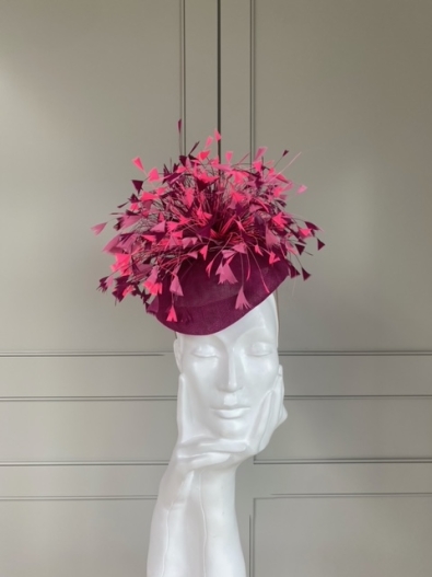 Hat Base: Cherry Blossom, Feathers: Cherry Blossom, Shock Pink Light & Gleaming Pink