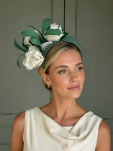 Exclusive Padstow Headband in Donatello, ready to wear ascot headband, ready to wear ascot hat, ready to ship ascot hat, ready to ship wedding hat