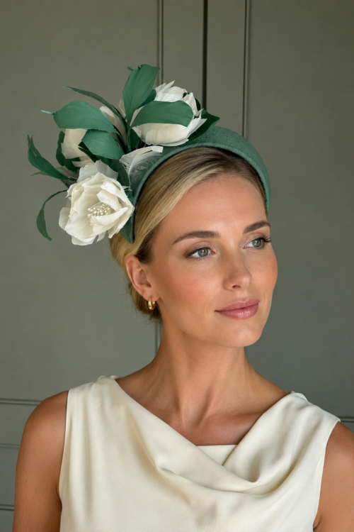Exclusive Padstow Headband in Donatello, ready to wear ascot headband, ready to wear ascot hat, ready to ship ascot hat, ready to ship wedding hat
