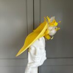 exclusive York Dish Hat, yellow and ivory dish hat, ready to ship hat, ready to ship ascot hat, ship today ascot hat