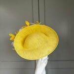 exclusive York Dish Hat, yellow and ivory dish hat, ready to ship hat, ready to ship ascot hat, ship today ascot hat