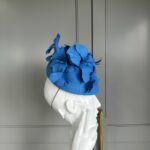 Ready to wear balmoral pillbox hat in denim stone hostie hats, ready to ship hat, ready to wear hat, ascot hat, royal ascot summer wedding hat