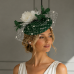 ready to wear barlow pillbox hat deep green, ready to ship ascot hat, ready to ship wedding hat