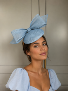 ready to wear chatham pillbox hat winter greay, ready to wear hat, ready to ship ascot hat, ready to ship wedding hat, next day delivery pale blue ascot hat, next day delivery pale blue wedding hat
