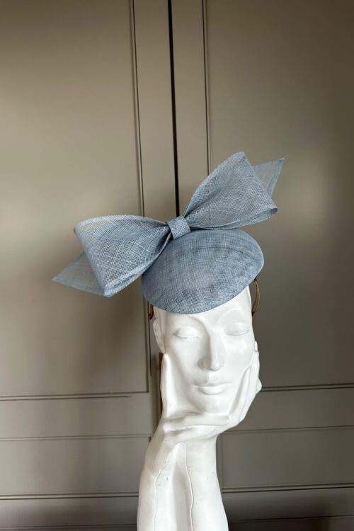 ready to wear chatham pillbox hat winter greay, ready to wear hat, ready to ship ascot hat, ready to ship wedding hat, next day delivery pale blue ascot hat, next day delivery pale blue wedding hat