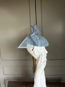 ready to wear chatham pillbox hat winter greay, ready to wear hat, ready to ship ascot hat, ready to ship wedding hat, next day delivery pale blue ascot hat, next day delivery pale blue wedding hat
