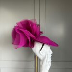 Ready to wear Petro Dish hat, Porto Pink, ready to ship ascot hat, ready to ship wedding hat, next day delivery ascot hat, next day delivery wedding hat