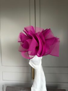 Ready to wear Petro Dish hat, Porto Pink, ready to ship ascot hat, ready to ship wedding hat, next day delivery ascot hat, next day delivery wedding hat