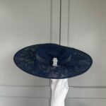 Ready to wear Newbury hat navy blue, ready to ship navy blue ascot hat, ready to ship navy blue wedding hat