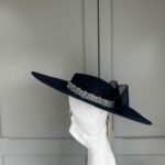 Ready to wear Newbury hat navy blue, ready to ship navy blue ascot hat, ready to ship navy blue wedding hat