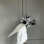 Ready to wear whitby dish hat ivory and black, ready to ship ascot hat, ready to schip hat for royal ascot, ready to ship hat wedding, next day delivery ascot hat, next day delivery wedding hat