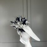Ready to wear whitby dish hat ivory and navy, ready to ship ascot hat, ready to schip hat for royal ascot, ready to ship hat wedding, next day delivery ascot hat, next day delivery wedding hat