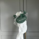 ready to wear barlow pillbox hat deep green, ready to ship ascot hat, ready to ship wedding hat
