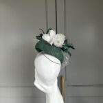 ready to wear barlow pillbox hat deep green, ready to ship ascot hat, ready to ship wedding hat