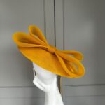 ready to wear london dish hat in golden yellow, ready to ship ascot hat, ready to ship wedding hat