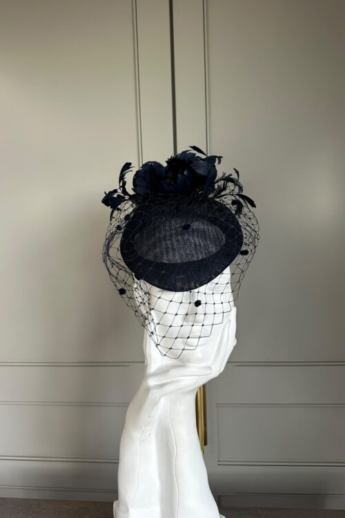 Ready to ship ascot hat, ready to ship wedding hat, ready to ship navy blue ascot hat, next day delivery navy blue ascot hat