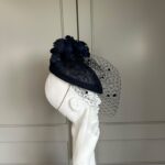 Ready to ship ascot hat, ready to ship wedding hat, ready to ship navy blue ascot hat, next day delivery navy blue ascot hat